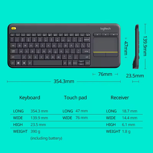 Clavier sans fil Logitech K400+ RGB ergonomique personnalisé russe pour ordinateur, bureau, téléphone portable, tablette - Product Image 4