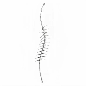 European New Silver Thorn Horn Spiky Fishbone <strong>Back</strong> <strong>Drop</strong> <strong>Necklace</strong> Surrealist Futuristic Fashion Item - Product Image 5