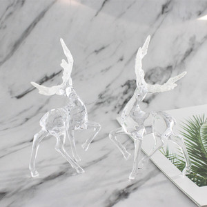 Reindeer Figurine Plastic Transparent And White Glittery Decor For Indoor Living Room Birthday Party Decoration - Product Image 3