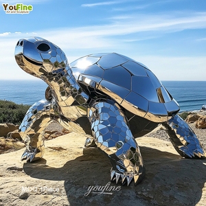 Jardín o estanque decoración espejo <span class=keywords><strong>de</strong></span> <span class=keywords><strong>acero</strong></span> inoxidable escultura <span class=keywords><strong>de</strong></span> tortuga <span class=keywords><strong>de</strong></span> Metal - Product Image 3