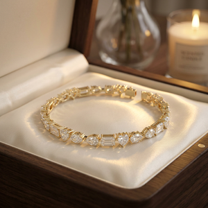 Bracelet Tennis Exquis en Or et Moissanite, Formes Multiples, Bijoux de Luxe pour Hommes, Chaîne Tennis Diamantée, Bracelet Classique Hip Hop - Product Image 1