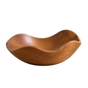 Plato de Madera de Nogal con Borde Ondulado Asimétrico Orgánico, Tazón para Servir de Madera de Mango, Elegante Centro de Mesa - Product Image 1