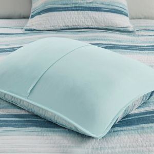 DB Modern Floral Geometric Quilt <b>Set</b> 3 Throw <b>Pillows</b> 3-piece Aqua King/Cal King Cotton Filled Patchwork for Wedding/Hotel Use - Product Image 3