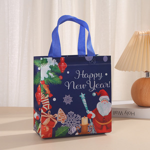 Bolsa de Navidad de tela no tejida 23x22x11 reutilizable con estampado de dibujos animados para compras y regalos - Product Image 3