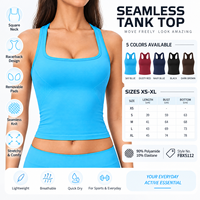 Débardeur de sport sans couture pour femme, col carré, avec logo personnalisé OEM, coussinets amovibles, dos nageur, pour yoga et gym, vente en gros
