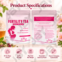 Thé de fertilité à base de plantes pour femmes, 30 sachets de thé, mélange botanique à la menthe, OEM ODM, étiquette privée, formule personnalisée, fabricant