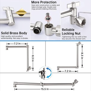 Ensemble de <span class=keywords><strong>bras</strong></span> de <span class=keywords><strong>douche</strong></span> à effet pluie moderne de Style américain transfrontalier tige d'extension Flexible réglable finition chromée mur d'utilisation d'hôtel - Product Image 5