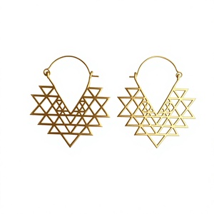 Mayorista de Joyería de Latón de la India, Pendientes de Aro Estilo Boho, Joyería Tribal - Product Image 2