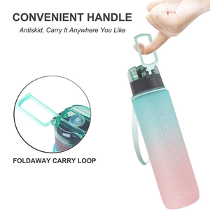 Bouteille d'eau Tritan sans BPA de 1 L (32 oz) avec marqueurs de temps et citations motivantes pour la salle de sport et les entraînements en plein air - Product Image 6