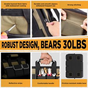 Tool Bag 15.5 Inch with 1 Pouch 17-Pocket Portable Tool Box Organizer Storage with Adjustable Strap Heavy Duty Tool Bags for Men - Product Image 4