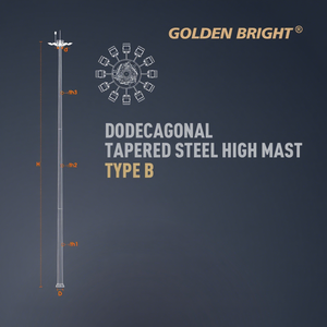 โครง<span class=keywords><strong>เหล็ก</strong></span>ยกแบบ<span class=keywords><strong>เสา</strong></span>สูงทรงแปดเหลี่ยม GB-Dodecagonal สีทองเงา รุ่น B <span class=keywords><strong>เหล็ก</strong></span> Q234Q345 พร้อ<span class=keywords><strong>ม</strong></span>ระบบยก - Product Image 2