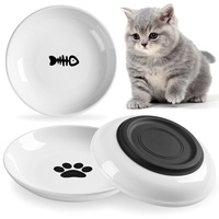 Bol en céramique pour animaux de compagnie, avec base en silicone anti-renversement, pour l'alimentation des chats