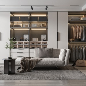 Armoire de chambre d'appartement : Dressing ouvert avec ensemble de rangement intégré et coiffeuse, design multifonctionnel - Product Image 5