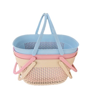 Panier de rangement creux ovale en plastique avec poignées pour la cuisine, la salle de bain, le stockage des fruits et légumes - Product Image 5