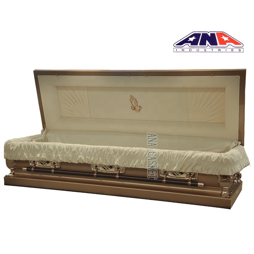 ANA china sofá completo de lujo forro interior 18ga de metal de acero ataúd