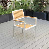 Patio en bois, meubles d'extérieur imperméables, avec Tables et chaises en plastique, couleur teck, pour le jardin