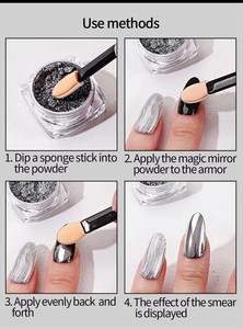 50 Pcs/<span class=keywords><strong>Lot</strong></span> brosses à poudre à ongles éponge applicateur Double face Chrome Pigment facile éponge bâton cosmétique maquillage outils - Product Image 6