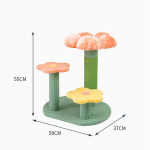 Venta al por mayor de fábrica OEM Personalizado Moderno Lujoso Árbol para gatos de madera con diseño floral, Torre rascadora con forma de flor, Juguete interactivo, Poste rascador para gatos pequeños - Product Image 5