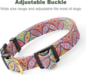 Maßgefertigtes Böhmisches Mandala-Muster Hundehalsband Verstellbares Haustierhalsband mit Gold-D-Ring Wärmeübertragungsdruck für Kleine und Mittelgroße Hunde - Product Image 3