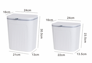 Bote de <span class=keywords><strong>basura</strong></span> de plástico para colgar en la <span class=keywords><strong>puerta</strong></span> del armario de cocina del hogar, papelera colgante creativa de gran capacidad con tapa - Product Image 6