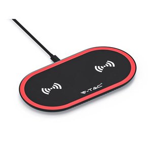 * Presa * Caricabatterie Wireless a doppia ricarica 5W + 5W SKU-7740 di colore rosso e nero-elettronica/telefonia e cellulare - Product Image 1
