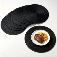 Set de table rond multicolore tissé, résistant à la chaleur et antidérapant, idéal pour les banquets d'hôtel, les mariages et les réunions de famille