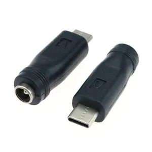 Conector de tomada de energia USB tipo C macho para fêmea, conversor adaptador para notebook PC, conector tipo C para DC 5.5x2.1mm