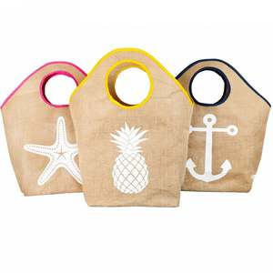 Sac fourre-tout en jute personnalisé, imprimé, imperméable, pour les voyages d'été, design OEM, vente en gros - Product Image 1