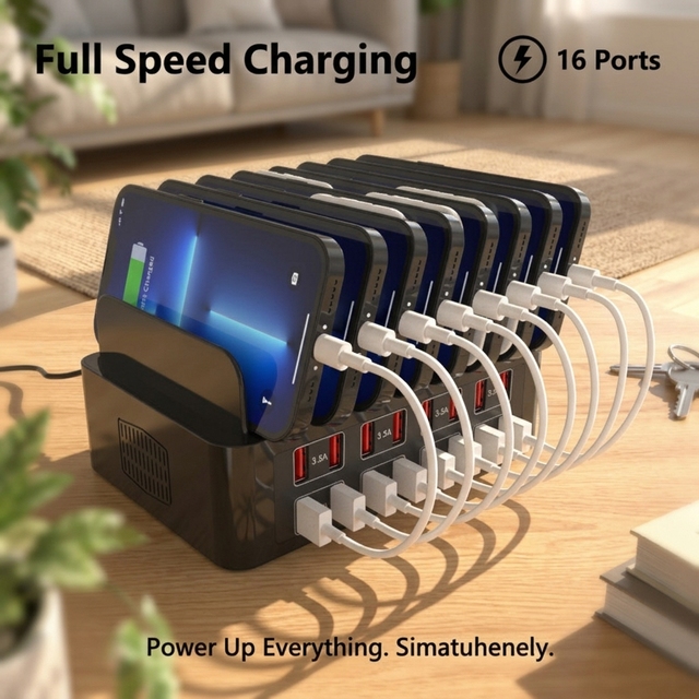 Custom Logo 150W 16 Port USB Charging Station Desktop Organizer Dock Factory Direct Multi Device Power Hub for Tablet for Phone