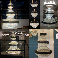 Lustre Moderne Nordique de Luxe en Cristal, Grand Luminaire Suspendu Doré pour Plafond Haut, Idéal pour Hôtels, Escaliers, Villas, et Halls de Mariage