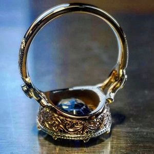 Blue Zircon <b>Ring</b> Women Fashion Elegant Party Wear Crystal Accent <b>Statement</b> Jewelry Daily Wear <b>Ring</b> - Product Image 2