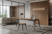 Nouvelle Arrivée Ensemble de Bureau Exécutif Moderne Simple et Durable en Mélaminé avec Pieds Métalliques et Table d'Appoint