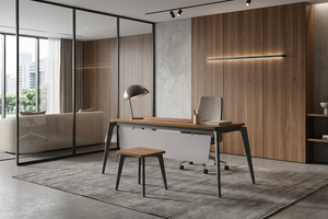 New Arrival Executive Office Desk Set Melamine Particle Board Metal Leg <b>Workstation</b> With Side Table For Office Use - Product Image 2