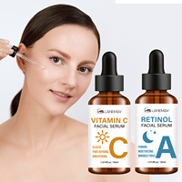 Serum Set Vitamin C Retinol Centella Pencerah, Anti-keriput, Anti-penuaan, Mengecilkan Pori-pori, untuk Siang & Malam (Private Label)