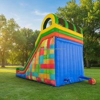 Location de fêtes pour enfants Toboggan à sec commercial Blocs gonflables à double voie pour enfants