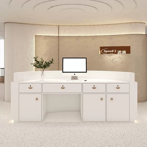 Mesa de Recepción de <span class=keywords><strong>Oficina</strong></span> Moderna de Alta Calidad, Curva, de Madera Negra, en Forma de Arco, en Venta - Product Image 6