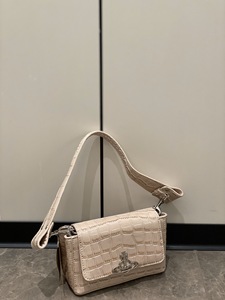 Niche empress dowager Saturn Vintage xe máy Tote Túi dây đeo đơn Crossbody thêu hình học Lang Thang cá sấu mùa thu - Product Image 3