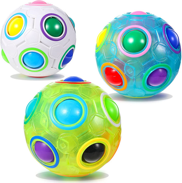 Magic Rainbow Puzzle Ball,Speed Cube Ball Fun Stress Reliever Magic Ball Brain Teaser Fidget Toys for Children