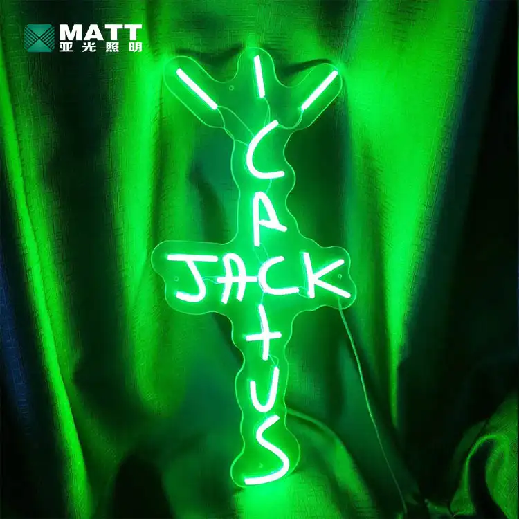 Mat damla nakliye yok adedi özel jack daniels neon ışık kaktüs jack neon işareti duvar dekor için