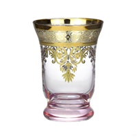 Verre à thé rouge orné d'or, verre Istikan, motif orné, design élégant, parfait pour le thé rouge, les cérémonies