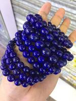 Perles de pierre rondes naturelles de haute qualité, lapis lazuli, bouddha, Bracelet élastique, collier, bijoux de mode pour hommes et femmes