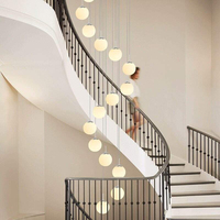 Lustre moderne nordique LED en verre rotatif pour escalier, double style, idéal pour appartement, villa, salon, hôtel