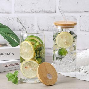Gobelet isotherme transparent givré en forme de canette de bière, résistant à la chaleur, avec couvercle en bambou, pour sublimation UV, 12oz/16oz/20oz, stock USA - Product Image 3