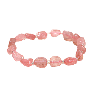 Bracelet classique extensible en pierres naturelles de quartz fraise, perles énergétiques, 6-8 mm, cadeau de fête, bracelet irrégulier, vente en gros - Product Image 1