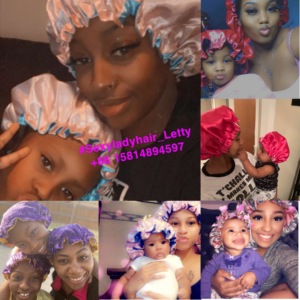 Drop Ship Double Layer Satin <strong>Bonnet</strong> Mommy and Me Custom Silk Hair <strong>Bonnet</strong> Night Sleep Cap Designer <strong>Bonnets</strong> with logo - Product Image 4