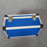 Valise de transport rectangulaire bleue épaissie en ABS, surface personnalisable, doublure EVA, boîte à outils portable compacte, capacité 10L, en aluminium
