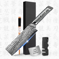 Couteau de chef japonais Nakiri en acier Damas VG10 à 67 couches, lame martelée, manche gris G10, 7 pouces – 10 % de réduction
