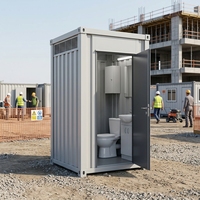 Cabine de salle de bain portable en acier ondulé, conteneur WC, salle de douche modulaire avec WC en céramique, lavabo mural et éclairage LED