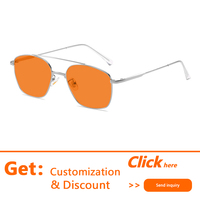 Nueva gran oferta MARCO DE Metal de alta calidad HH H9 H8 naranja rojo amarillo lente marco óptico Unisex doble puente Anti gafas de luz azul
