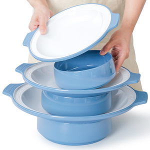 Blue Melamine Dinner Plates Round Solid Color Dishwasher Safe <b>Microwave</b> Safe Hotel Party Use - Product Image 2